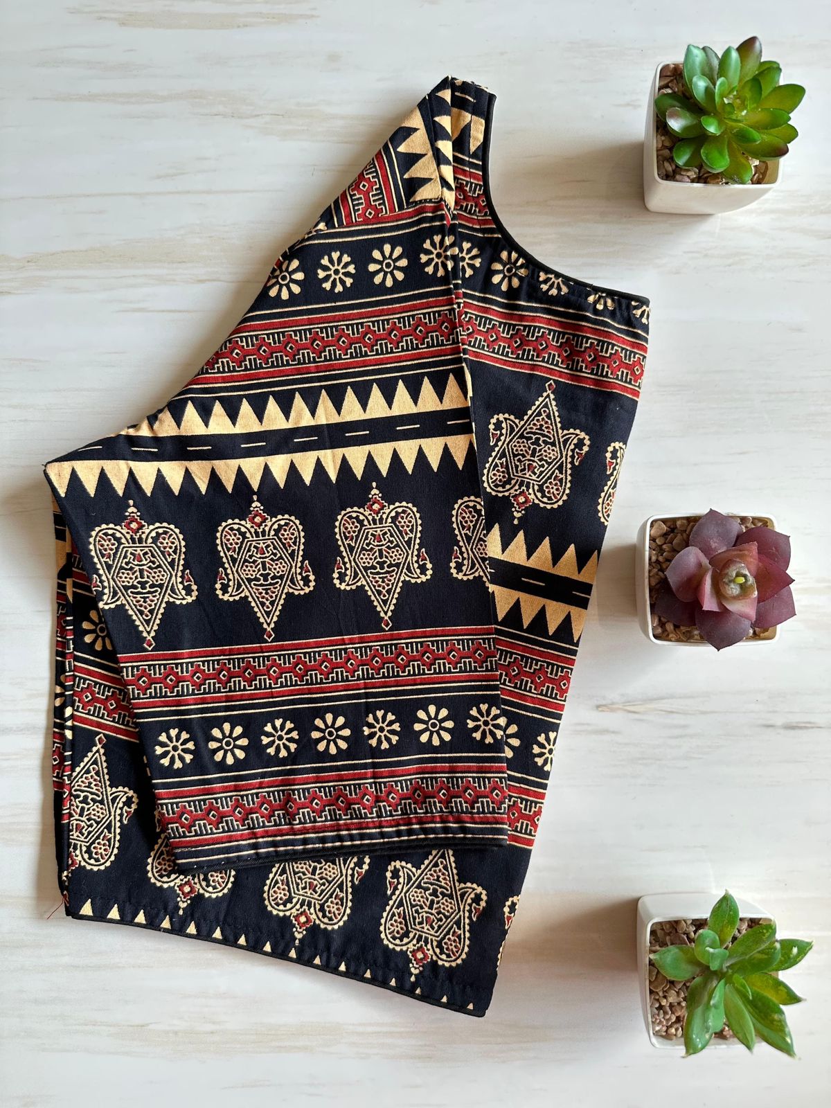 Readymade Pure Soft Cotton Ajarkh Print Handblock Blouse