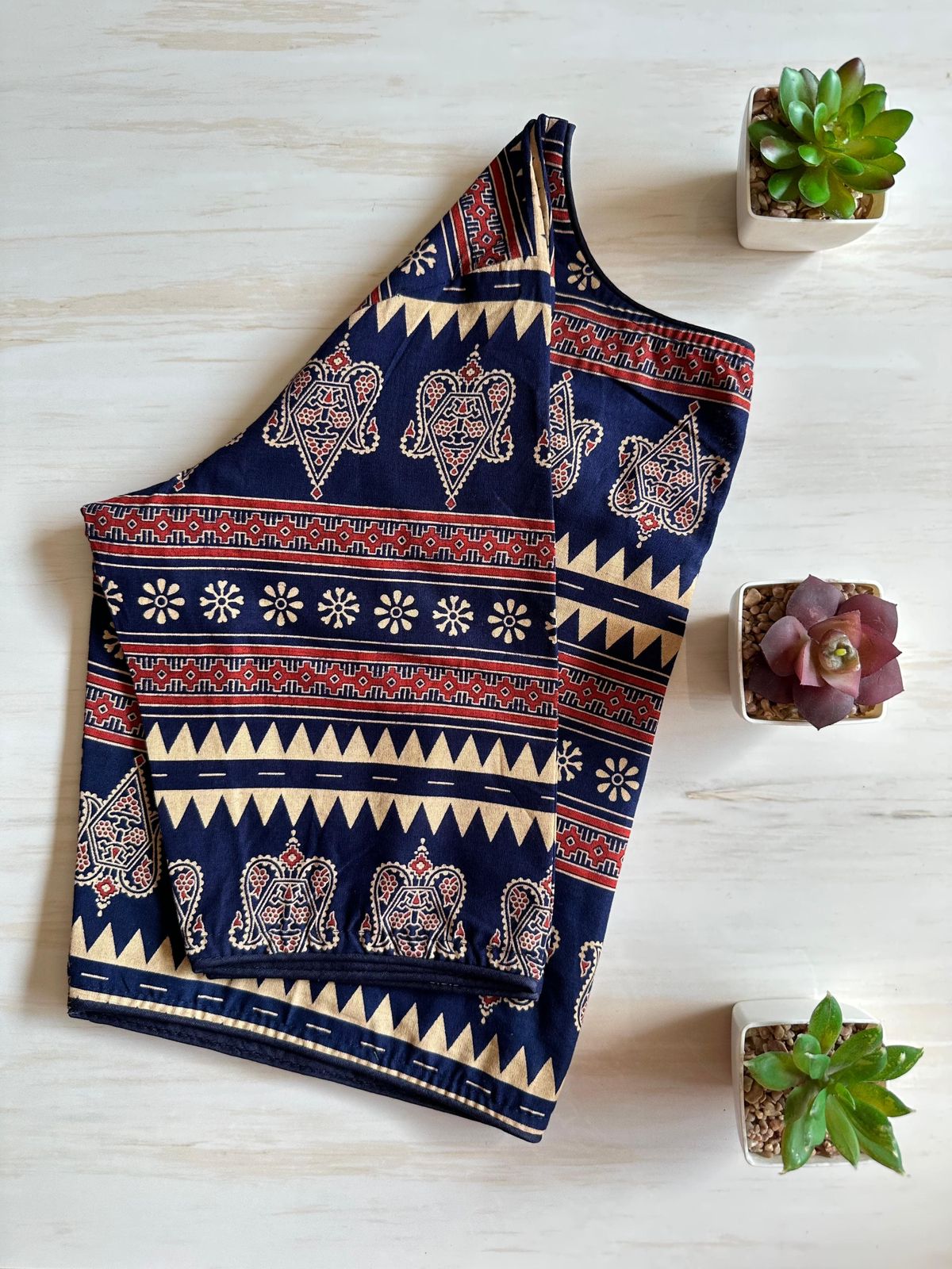 Readymade Pure Soft Cotton Ajarkh Print Handblock Blouse 