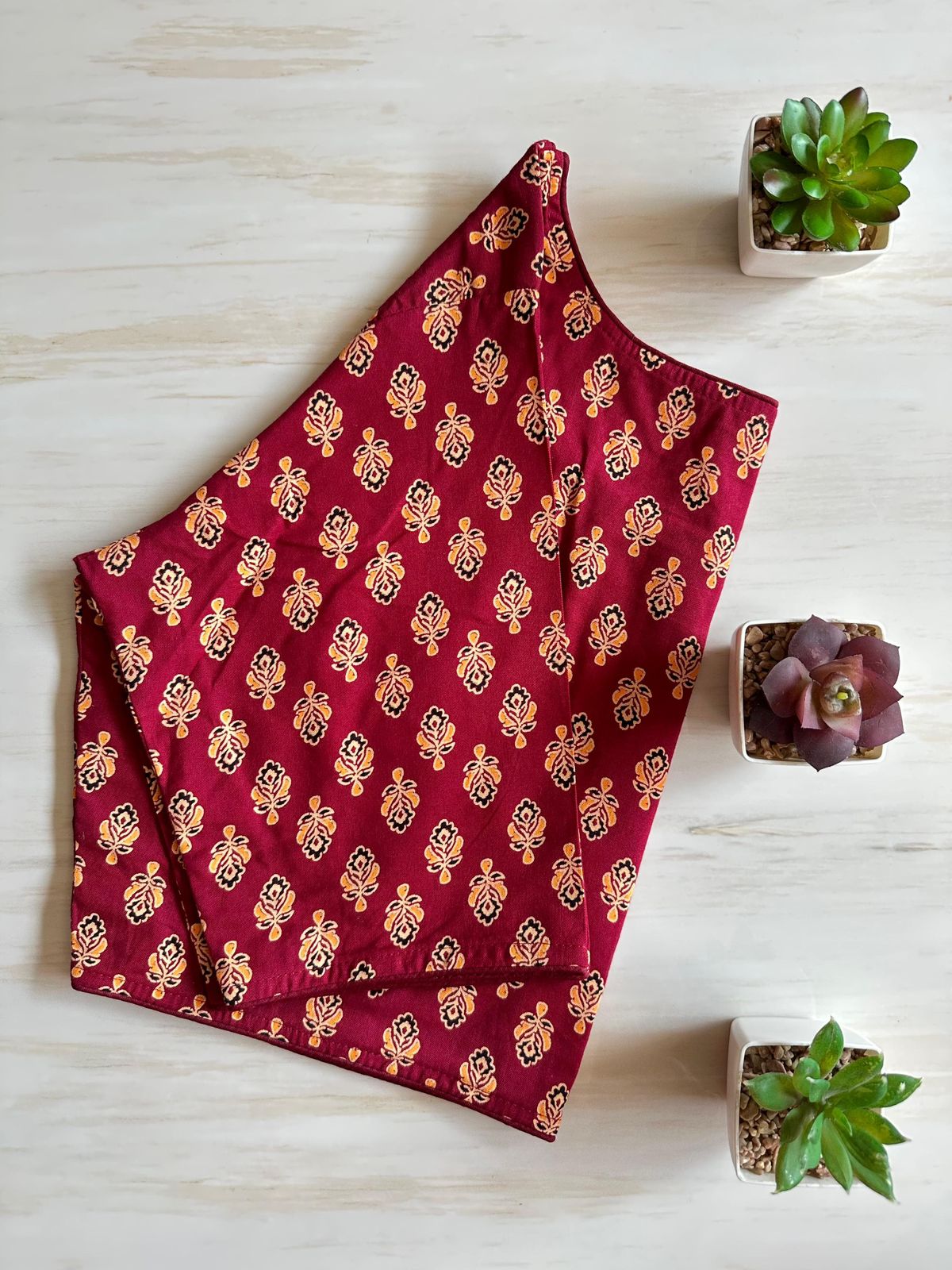 Readymade Pure Soft Cotton Ajarkh Print Handblock Blouse 