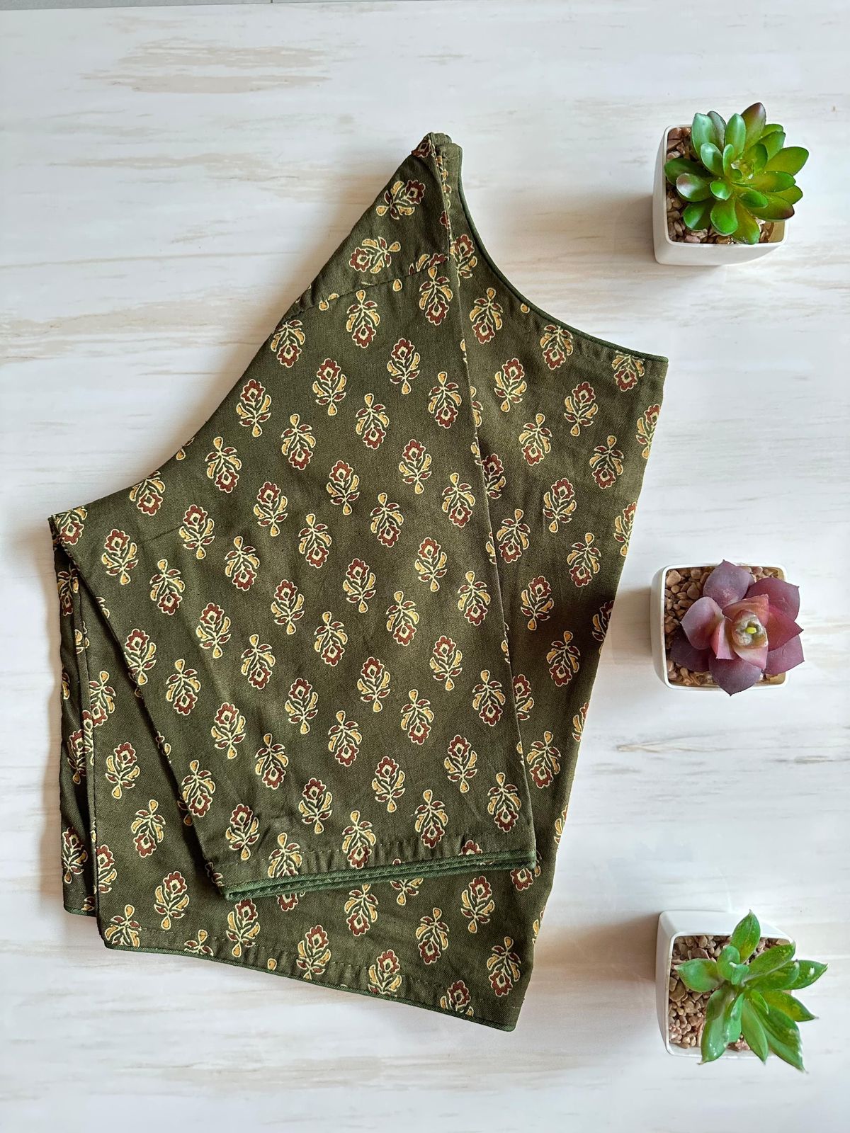 Readymade Pure Soft Cotton Ajarkh Print Handblock Blouse
