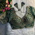 Readymade Pure Soft Roman Silk Heavy Beads Elephant Patch Work Bridal Blouse 