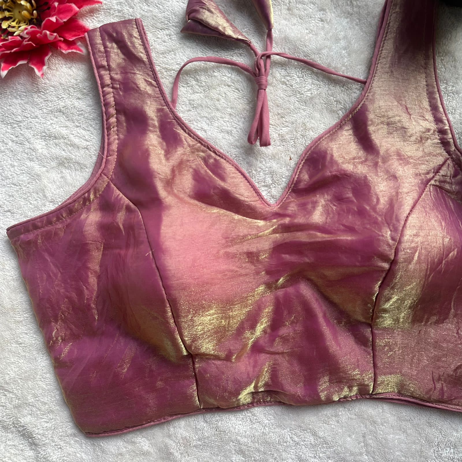 Readymade Pure Fendy Satin Weaving Zari Sabyasachi Style Blous ##color## Ajrakh Cotton Blouse with premium fabric and embroidery