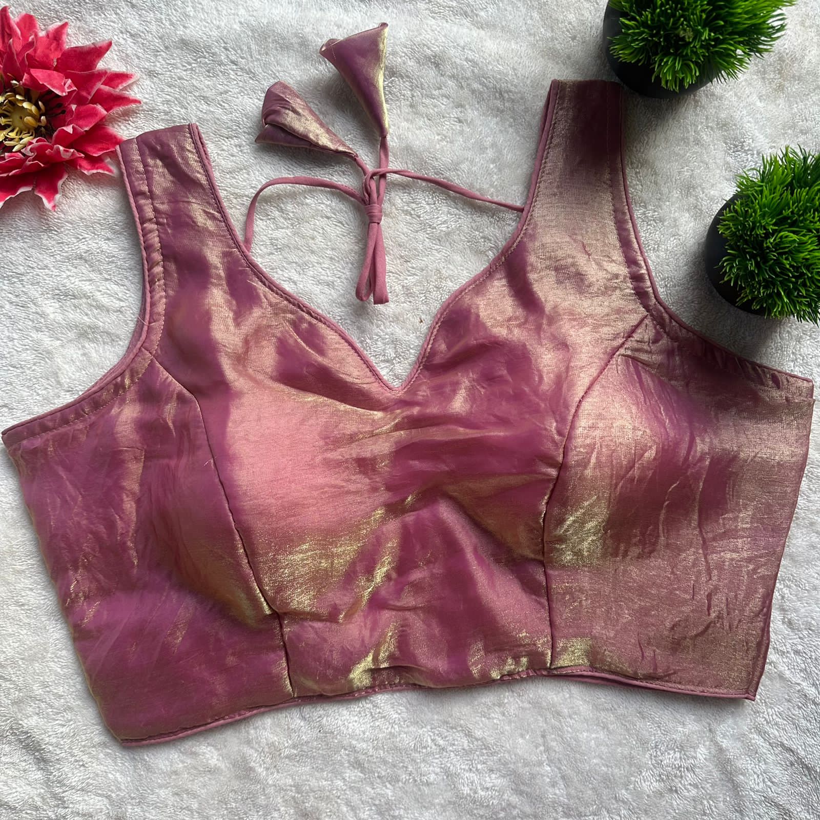 Readymade Pure Fendy Satin Weaving Zari Sabyasachi Style Blous ##color## Ajrakh Cotton Blouse with premium fabric and embroidery