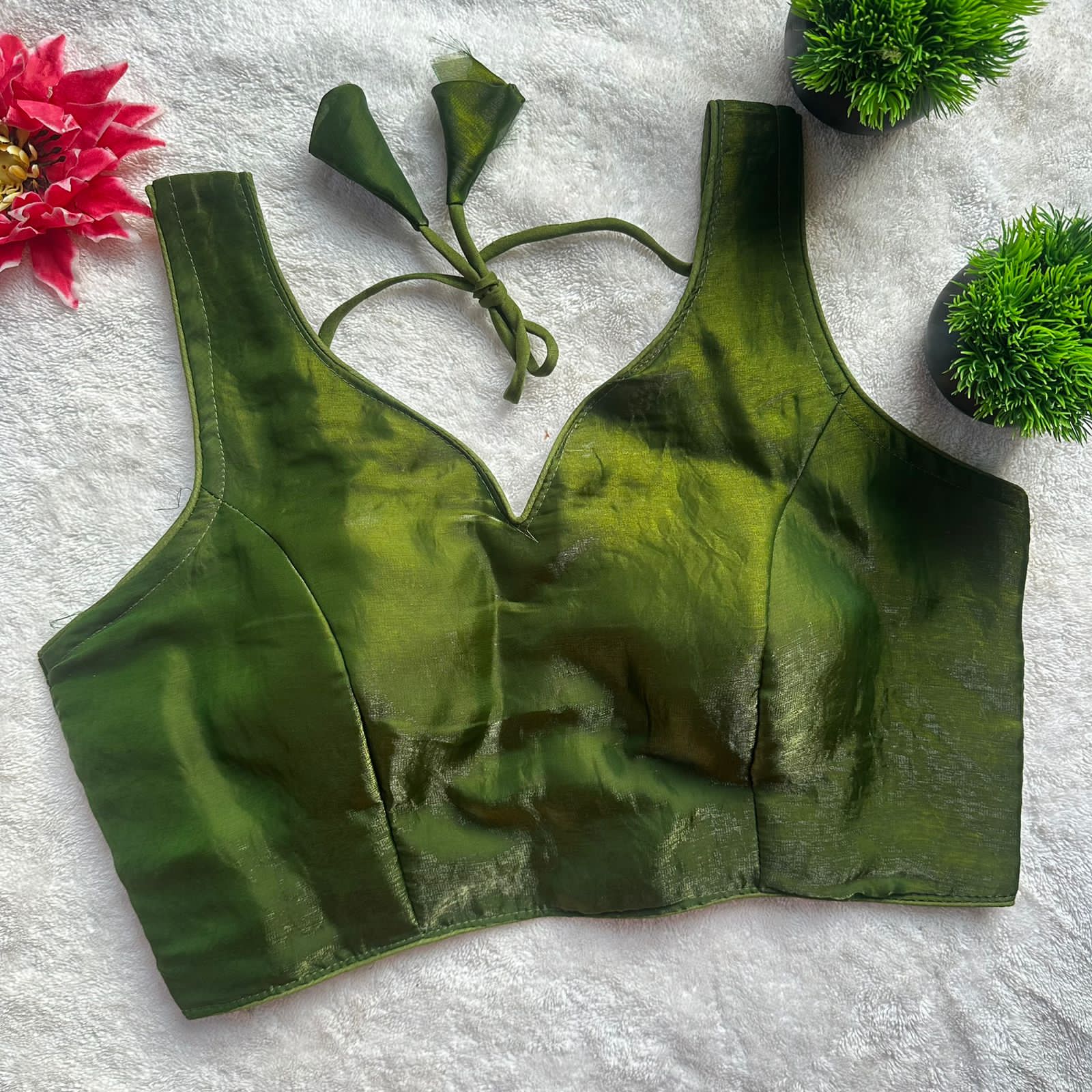 Readymade Pure Fendy Satin Weaving Zari Sabyasachi Style Blous ##color## Ajrakh Cotton Blouse with premium fabric and embroidery