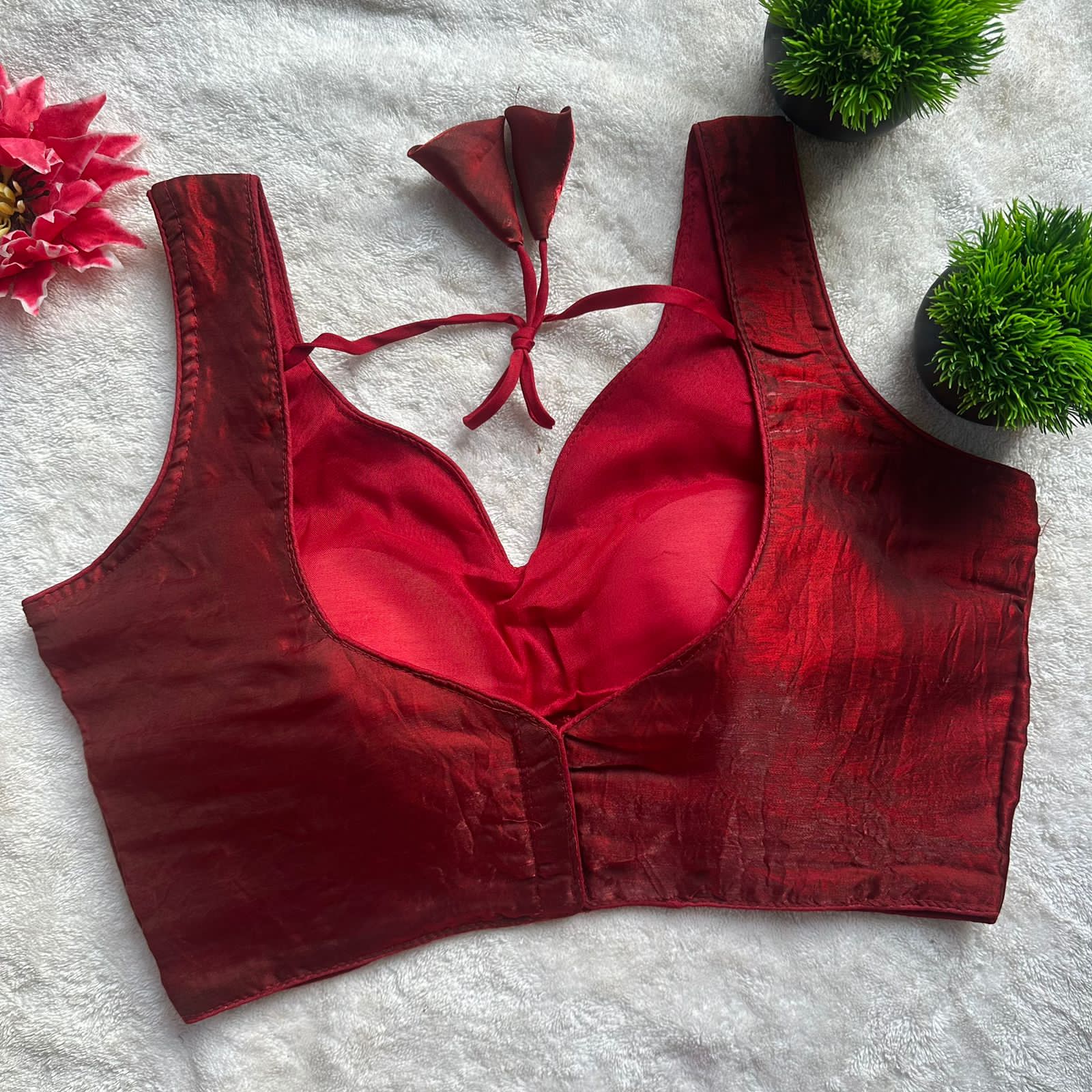 Readymade Pure Fendy Satin Weaving Zari Sabyasachi Style Blous ##color## Ajrakh Cotton Blouse with premium fabric and embroidery