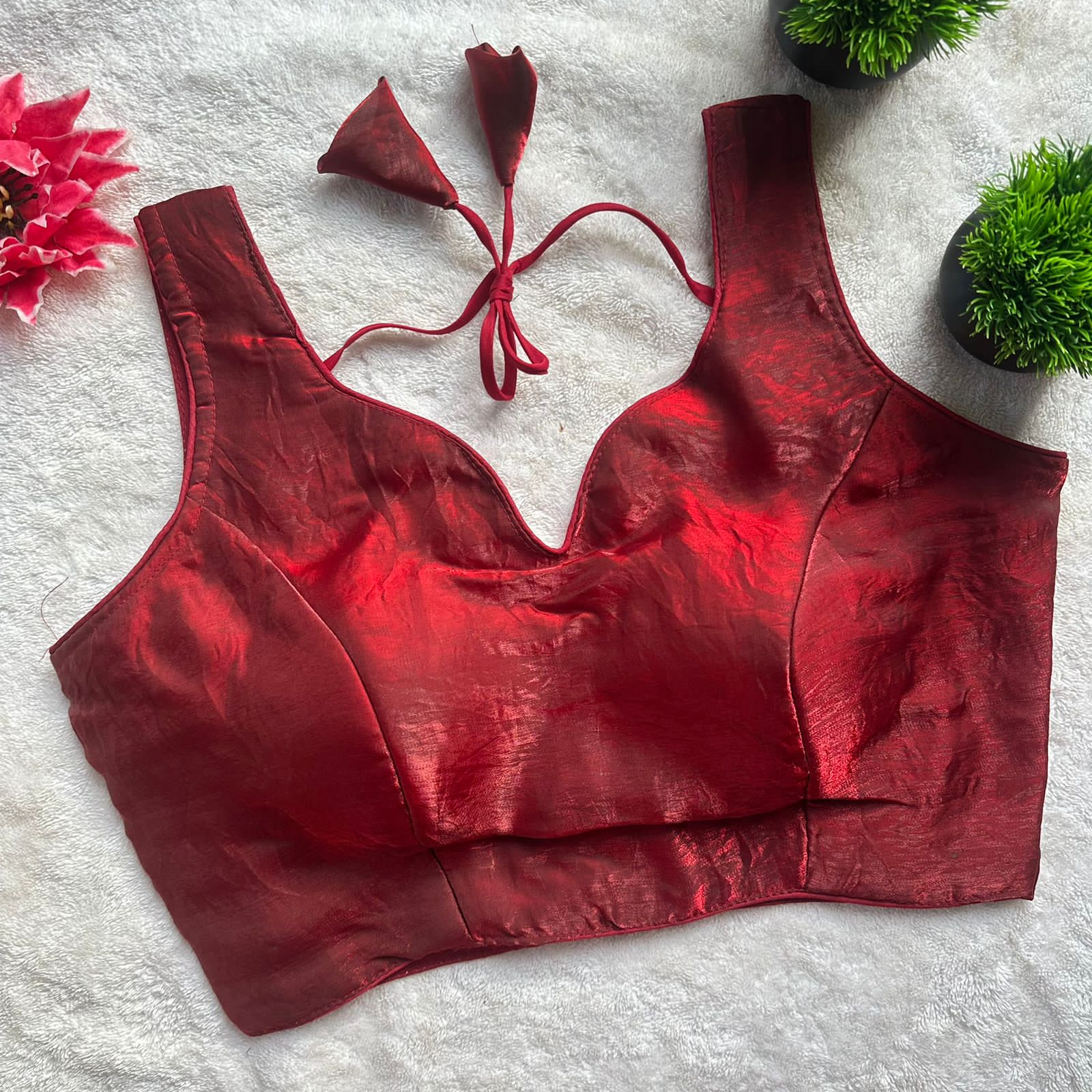 Readymade Pure Fendy Satin Weaving Zari Sabyasachi Style Blous ##color## Ajrakh Cotton Blouse with premium fabric and embroidery