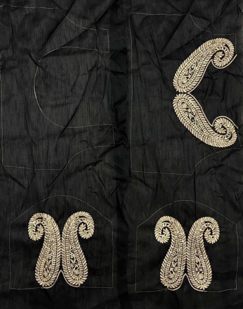 Black Pure Soft Rangoli Silk with c Pallu Zari Thread Saree 