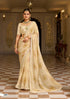 Cream Pure Georgette Chiffon Bandhani Print Saree 