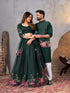 Green Pure Soft Fendi Silk Matching Combo Couple Dress 