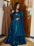 Teal Blue Pure Star Viscose Heavy Fancy Anarkali Gown 