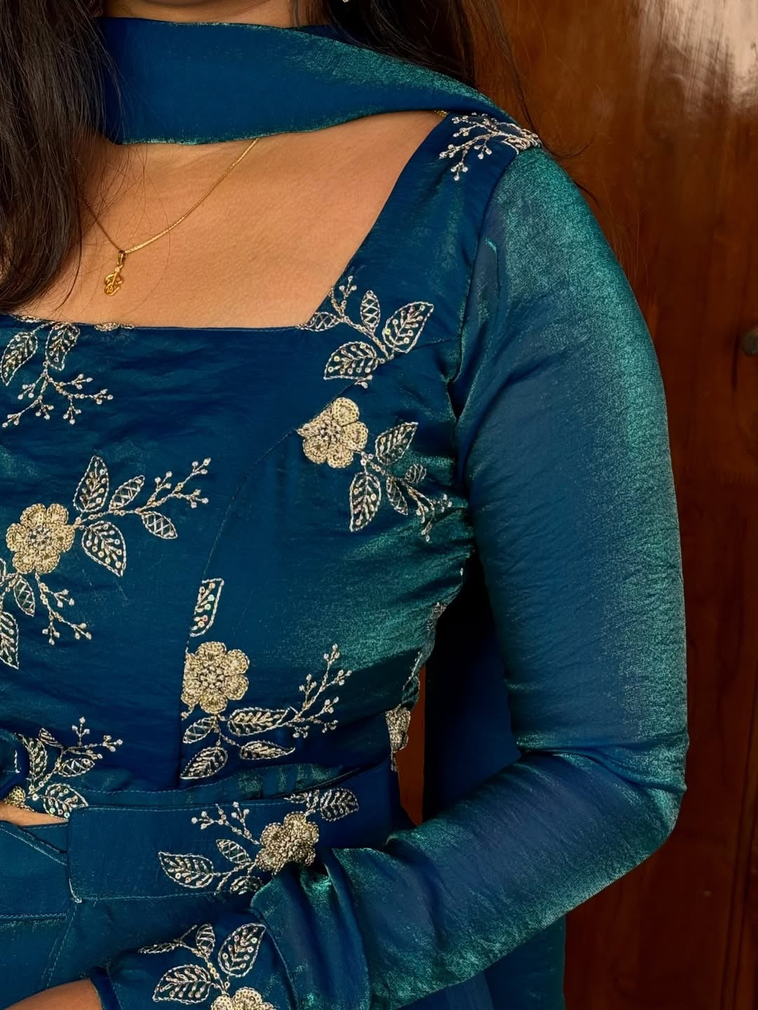Teal Blue Pure Star Viscose Heavy Fancy Anarkali Gown 