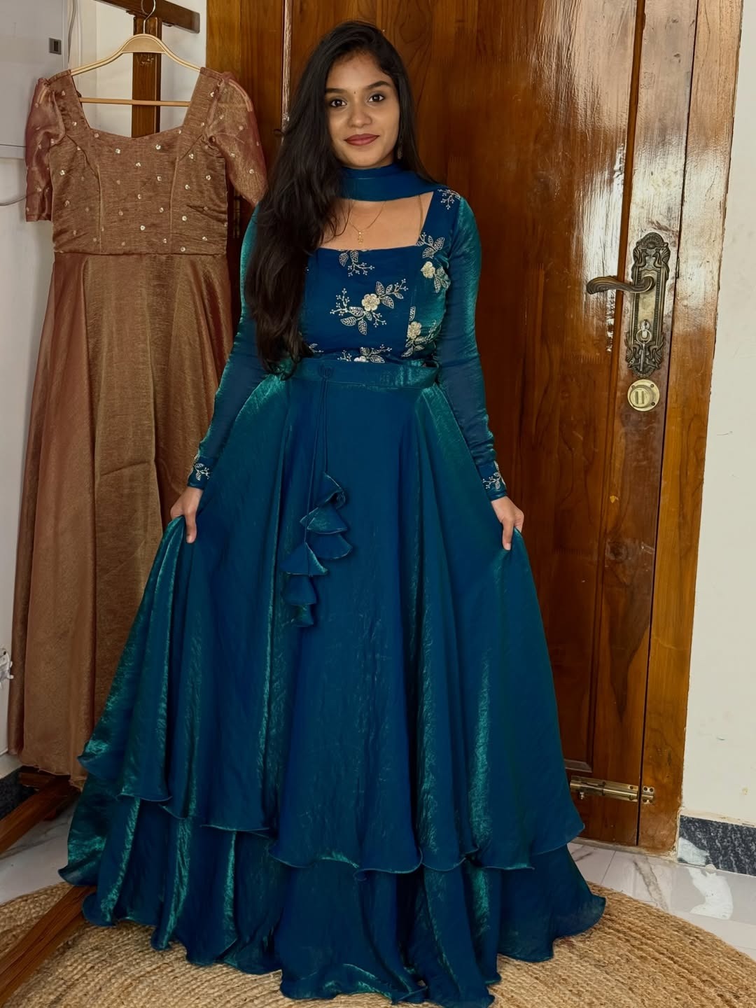 Teal Blue Pure Star Viscose Heavy Fancy Anarkali Gown 