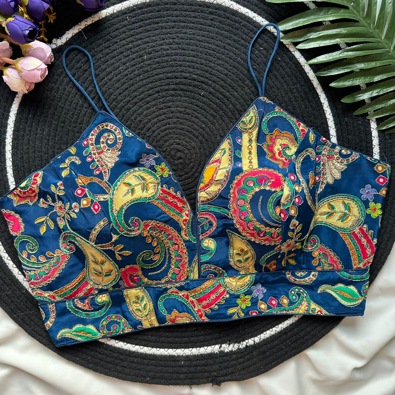 Readymade Pure Natural Crape Sleeveless Nuddle Strrips Blous