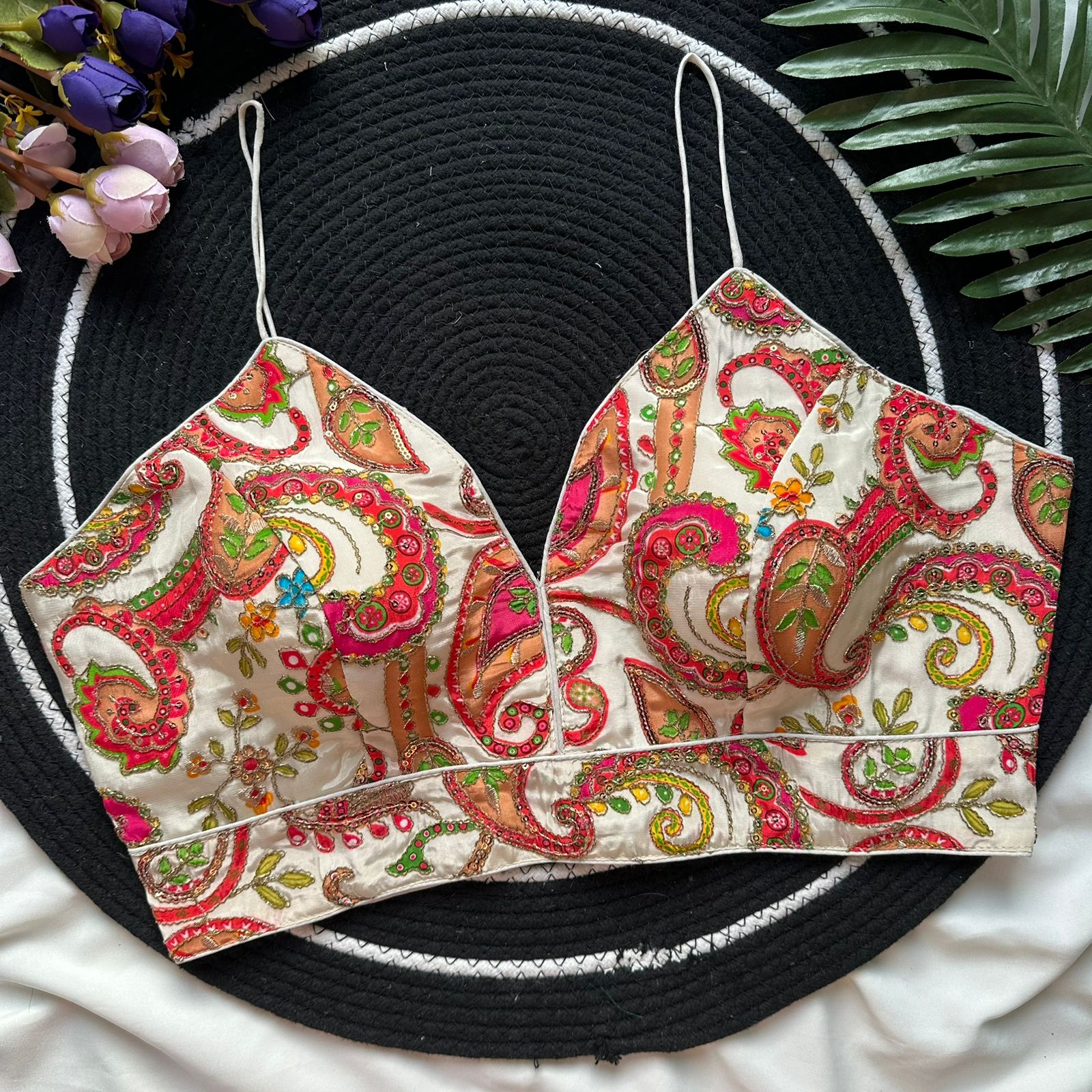 Readymade Pure Natural Crape Sleeveless Nuddle Strrips Blous