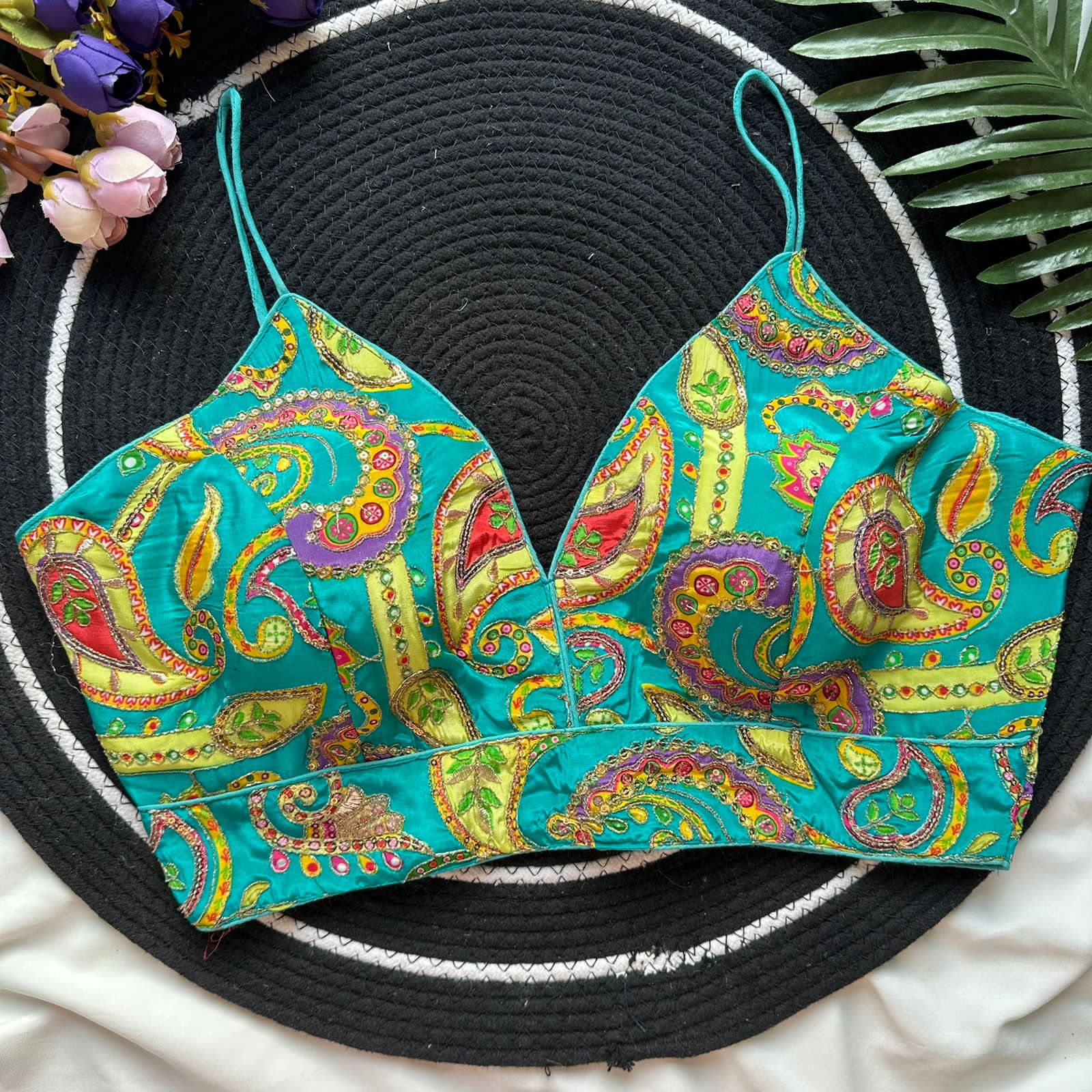 Readymade Pure Natural Crape Sleeveless Nuddle Strrips Blous