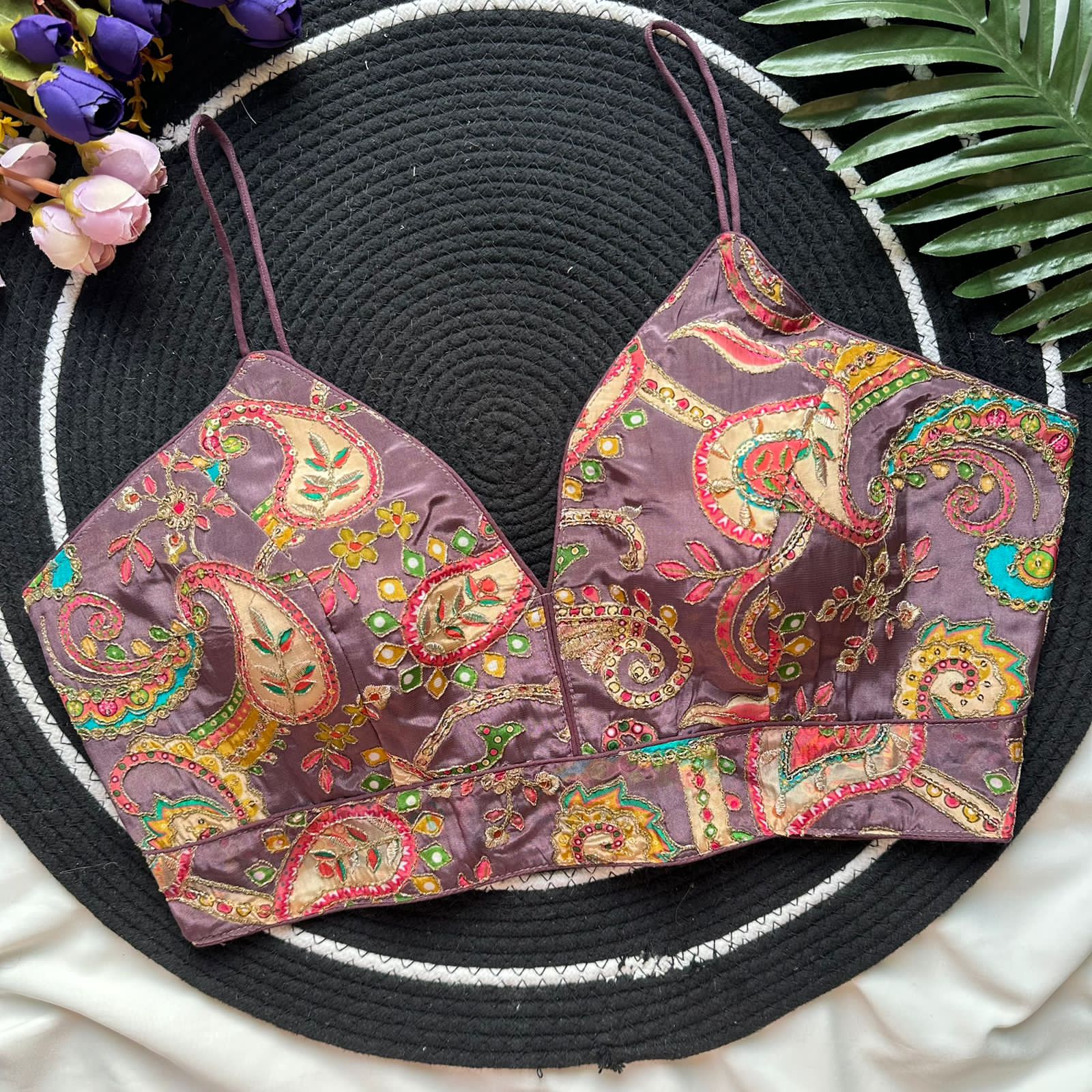 Readymade Pure Natural Crape Sleeveless Nuddle Strrips Blous