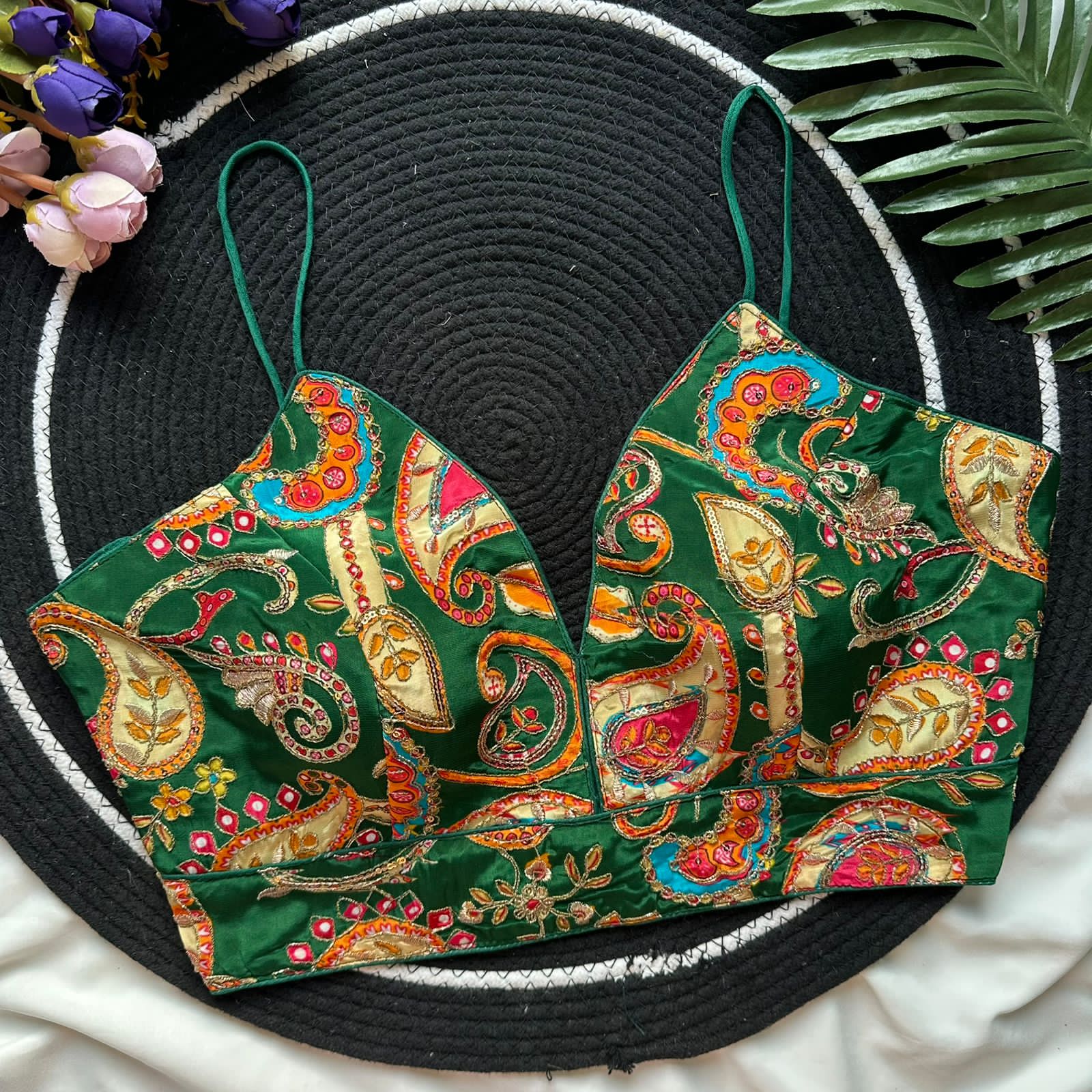 Readymade Pure Natural Crape Sleeveless Nuddle Strrips Blous