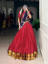 Red Pure Soft Poly Cotton South Indian Lehenga Saree 