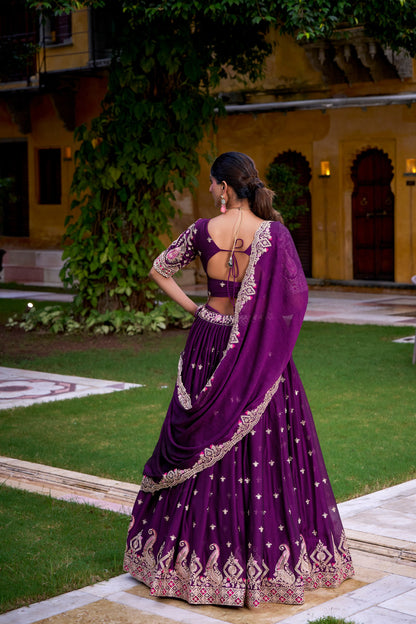Purple Elegant Rangoli Crush Lehenga with Sequins &amp; Thread Work Lehenga Choli 