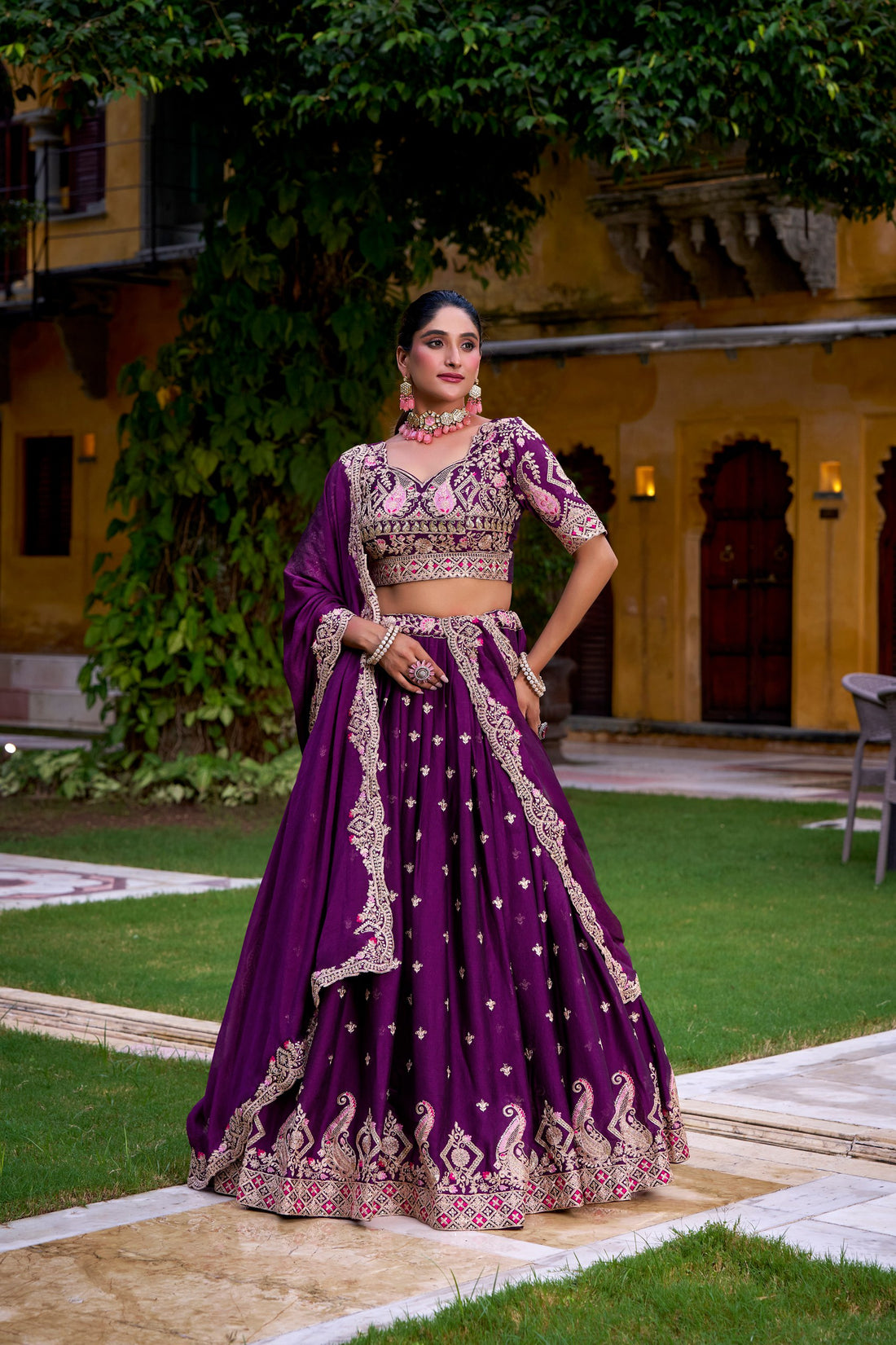 Purple Elegant Rangoli Crush Lehenga with Sequins &amp; Thread Work Lehenga Choli 