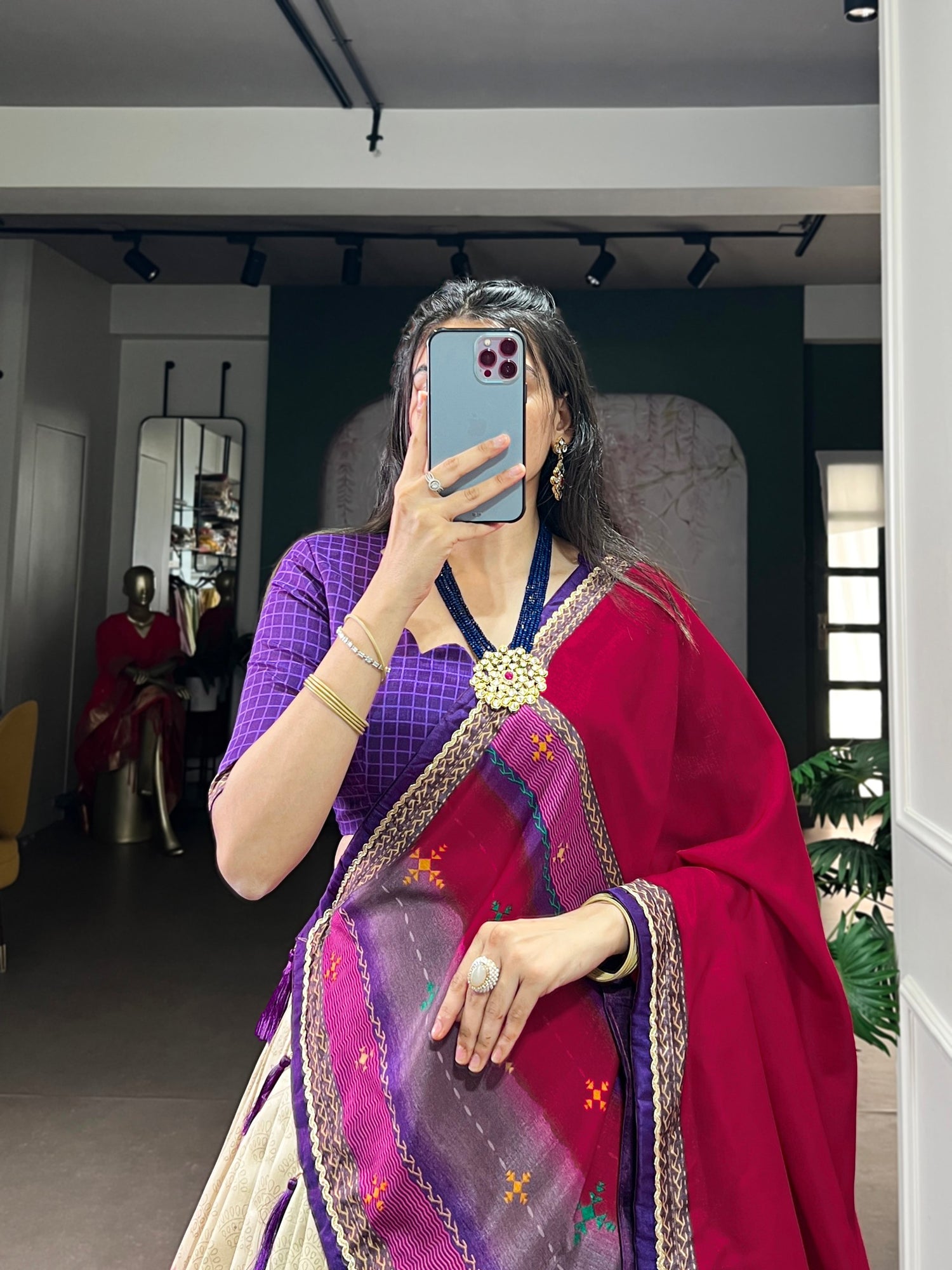 Purple Color Tie And Dye Printed Tasar Silk Lehenga Choli 
