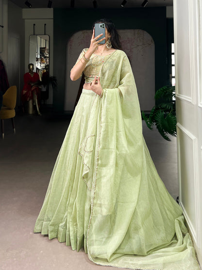 Tea Color Sequince And Beads Work Allen Crush Chaniya Choli 