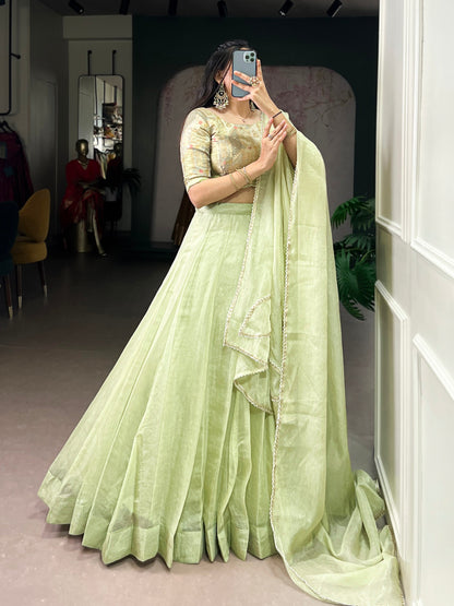 Tea Color Sequince And Beads Work Allen Crush Chaniya Choli 