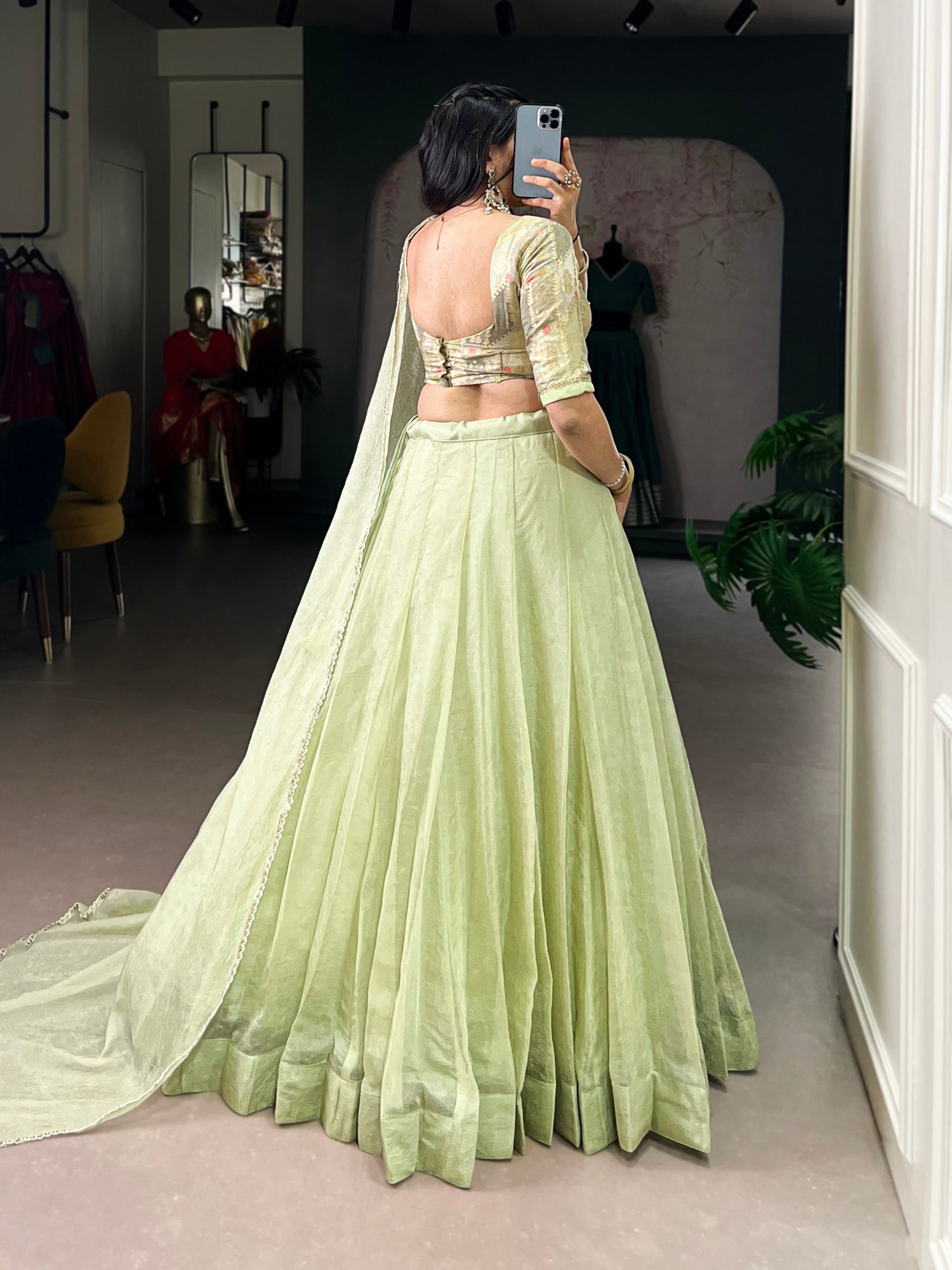Tea Color Sequince And Beads Work Allen Crush Chaniya Choli 