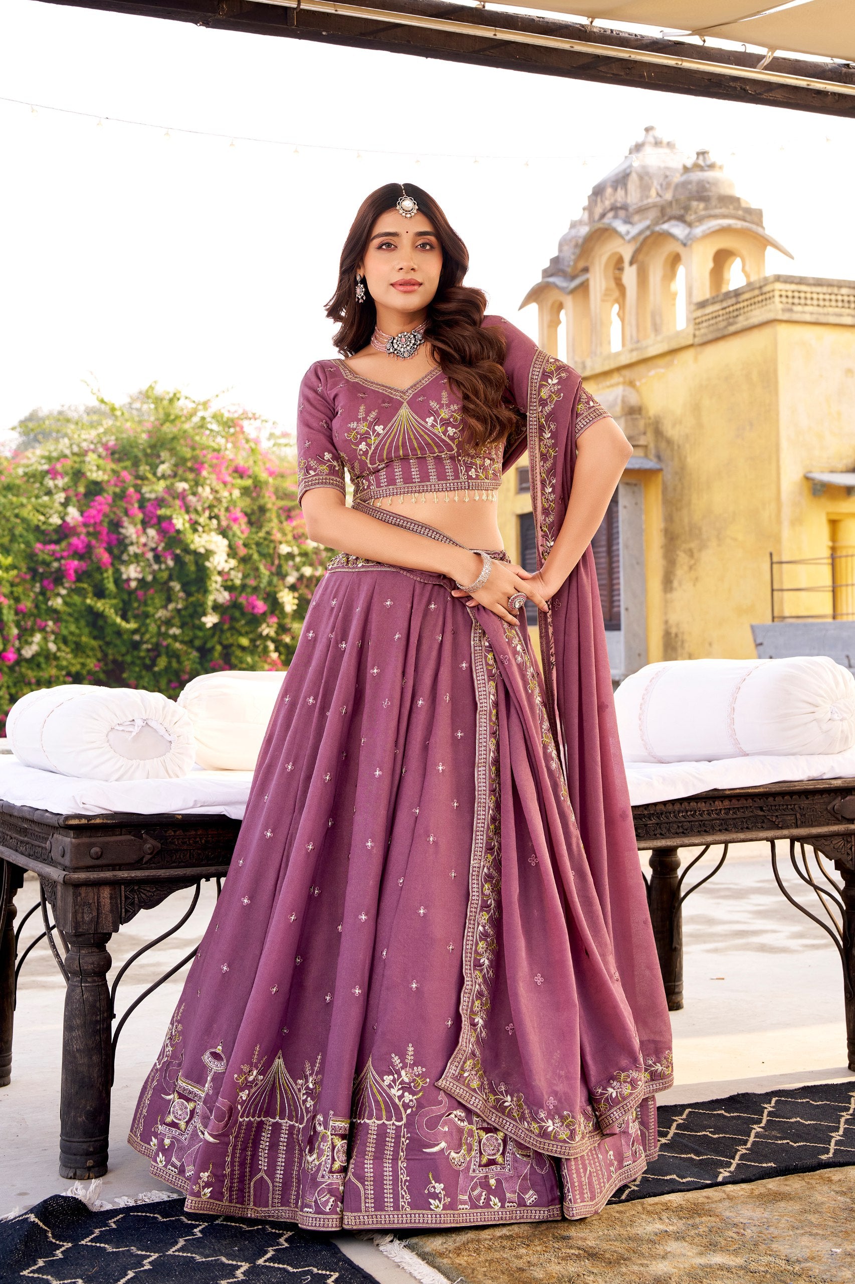 Lavender Color Chocolate Crush Chaniya Choli ##color## Sequins Lehenga with premium fabric and embroidery