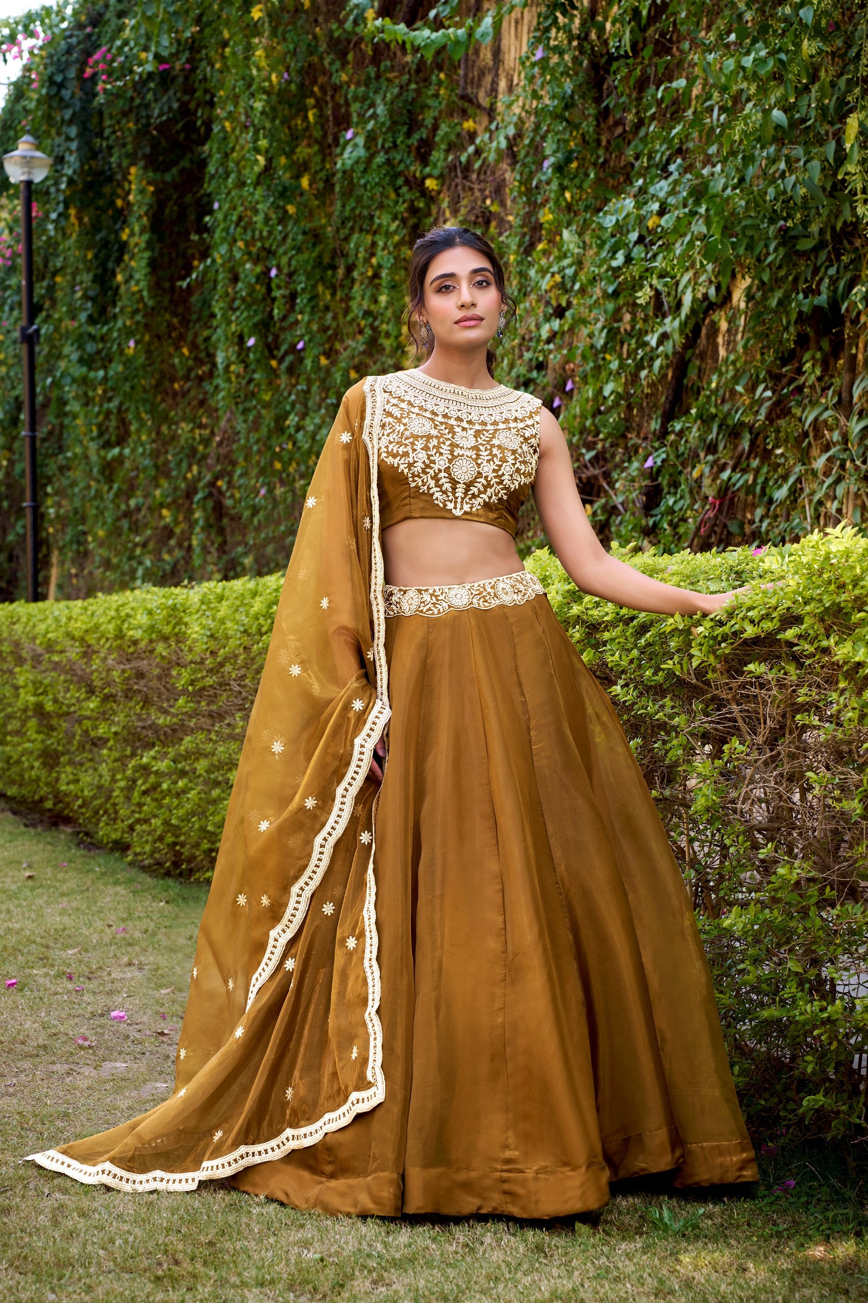 Bronze Color Embroidery Work Chaniya Choli 