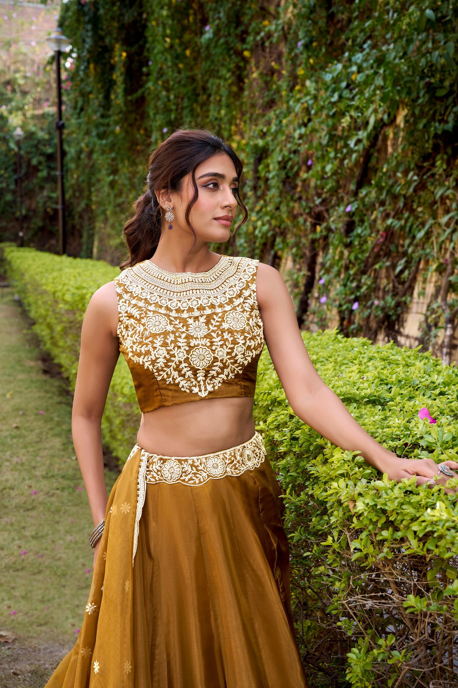 Bronze Color Embroidery Work Chaniya Choli 