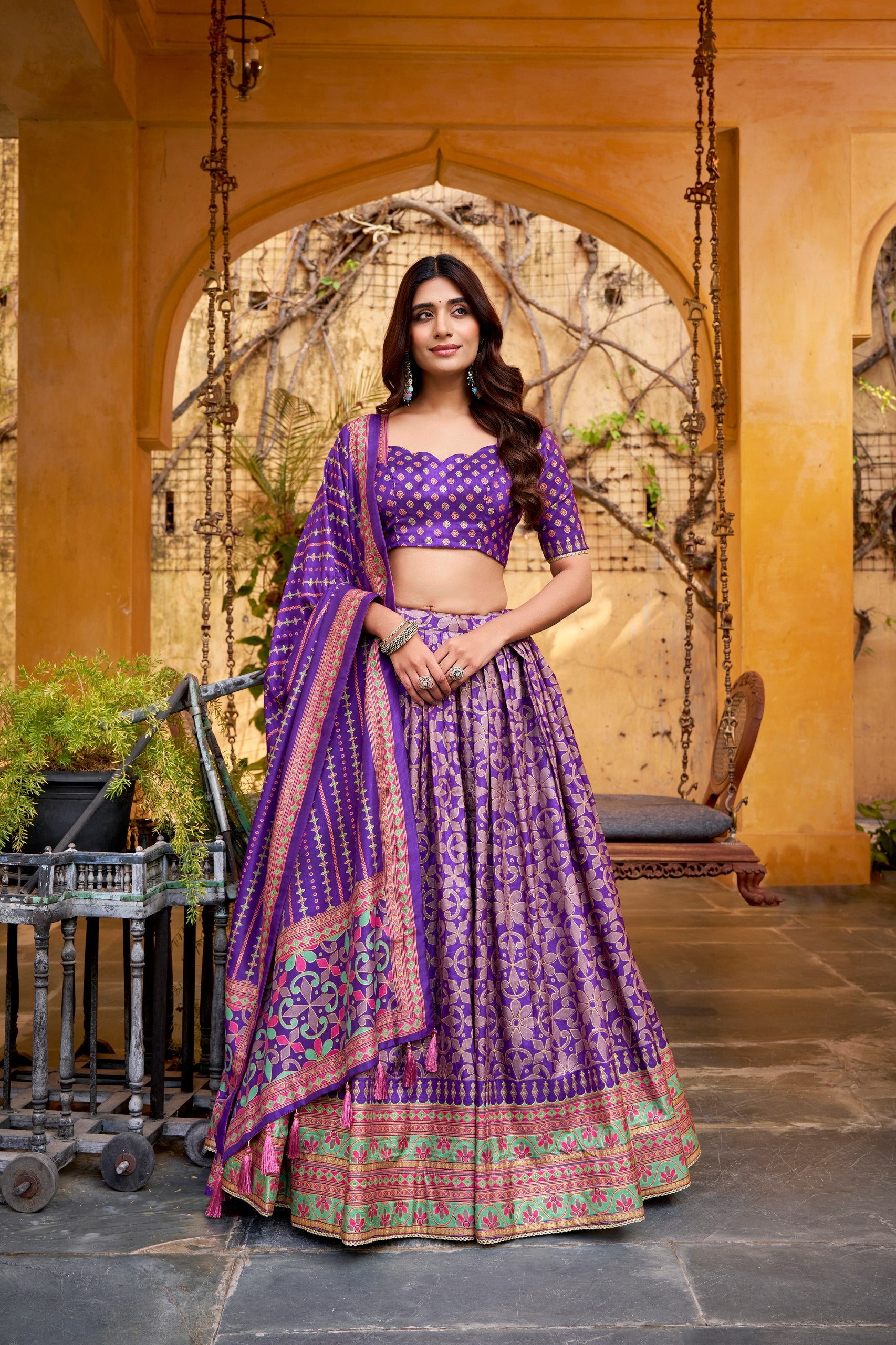 Purple Color Tasar Silk Lehenga Choli 