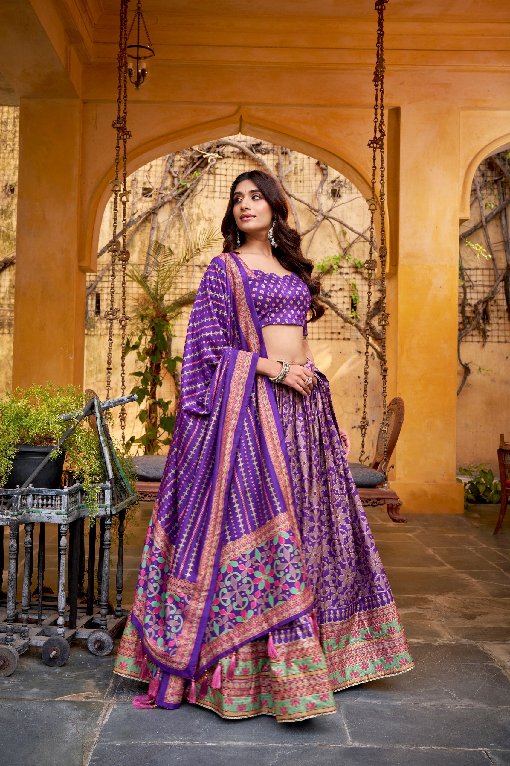 Purple Color Tasar Silk Lehenga Choli 