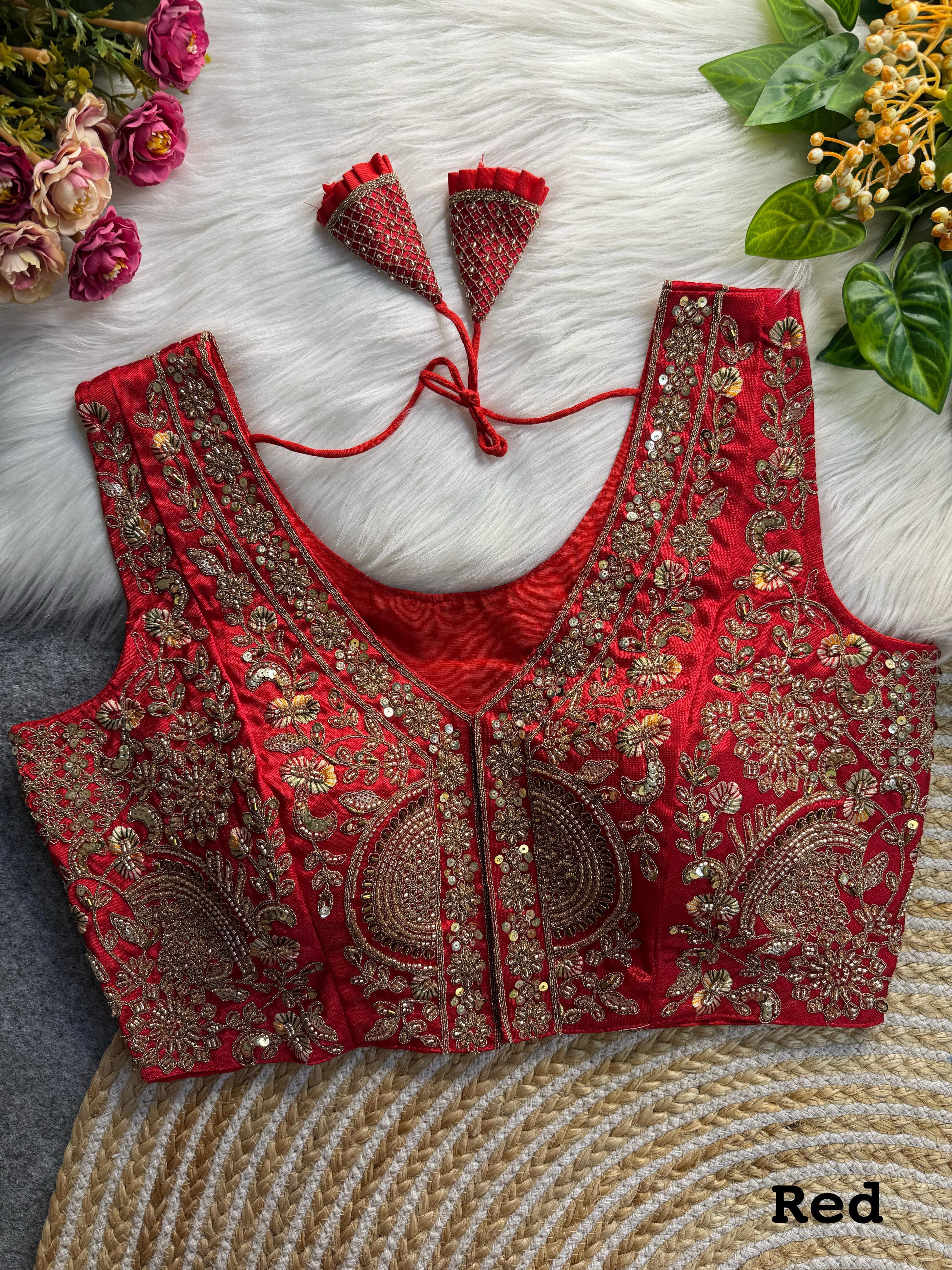 Women's Designer Party Wear Heavy Handwork “V” Neack Bridal Blouse