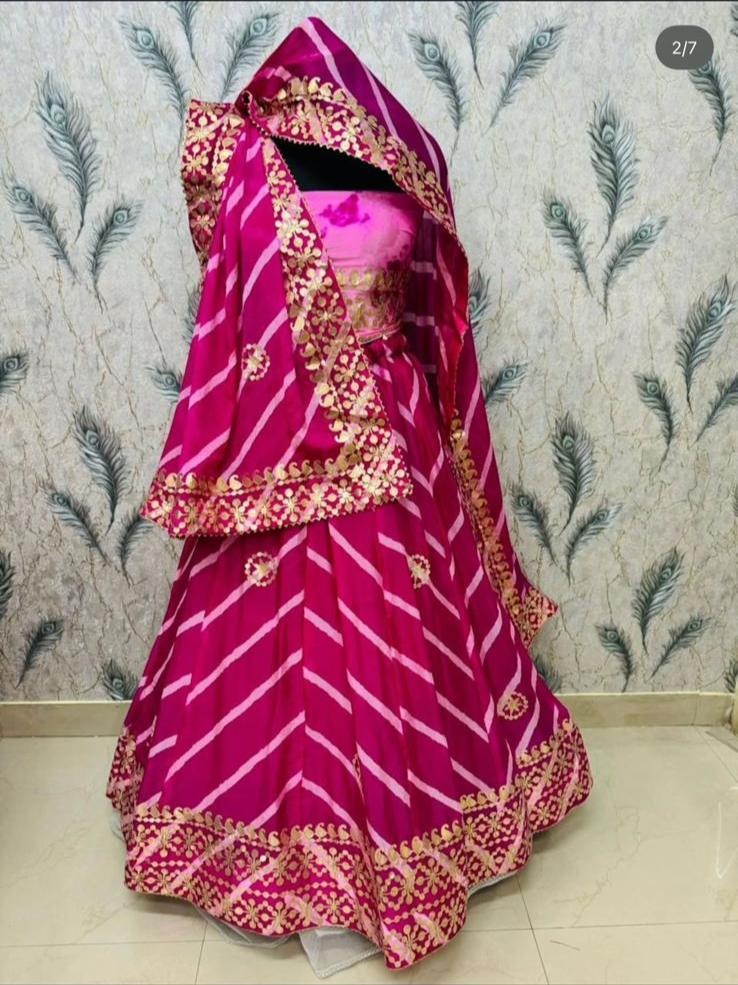 Pink Pure Georgette Lahriya Print Rajsthani Lehenga Choli 