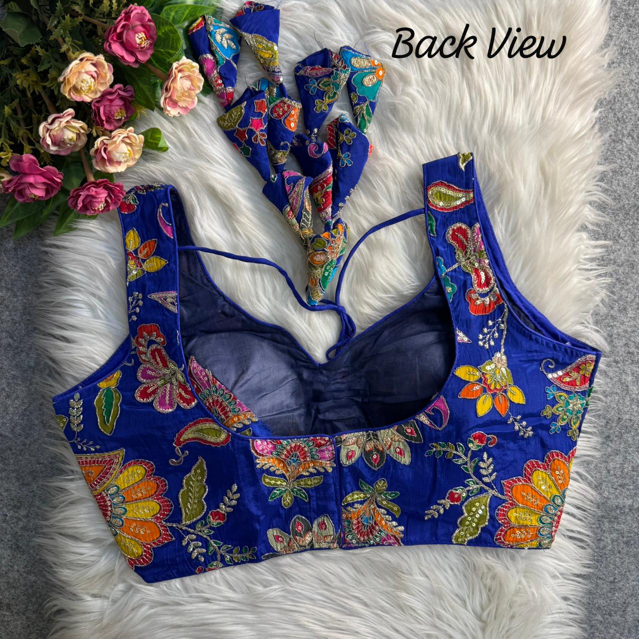 Readymade Pure Soft Crape Silk Heavy Position Work Blouse 