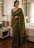 Green Pure Soft Mulmul Cotton Sanganeri Print Cotton Saree 