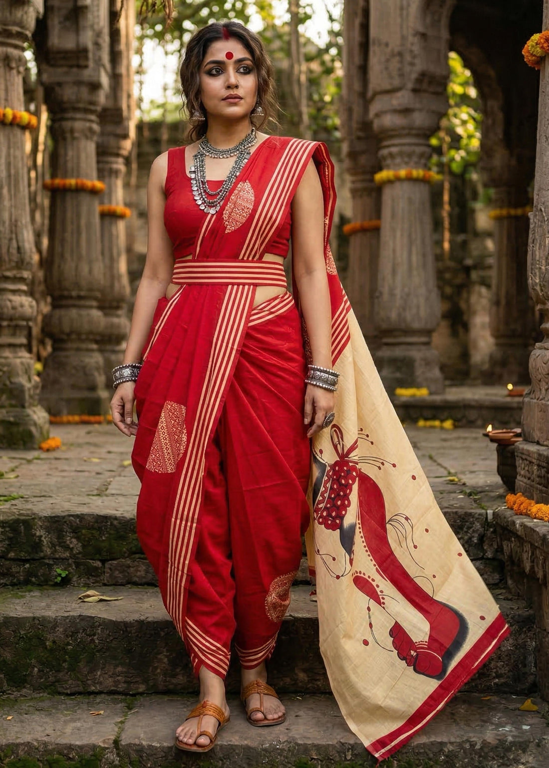 White Pure Soft Mulmul Cotton Puja Special Cotton Saree 