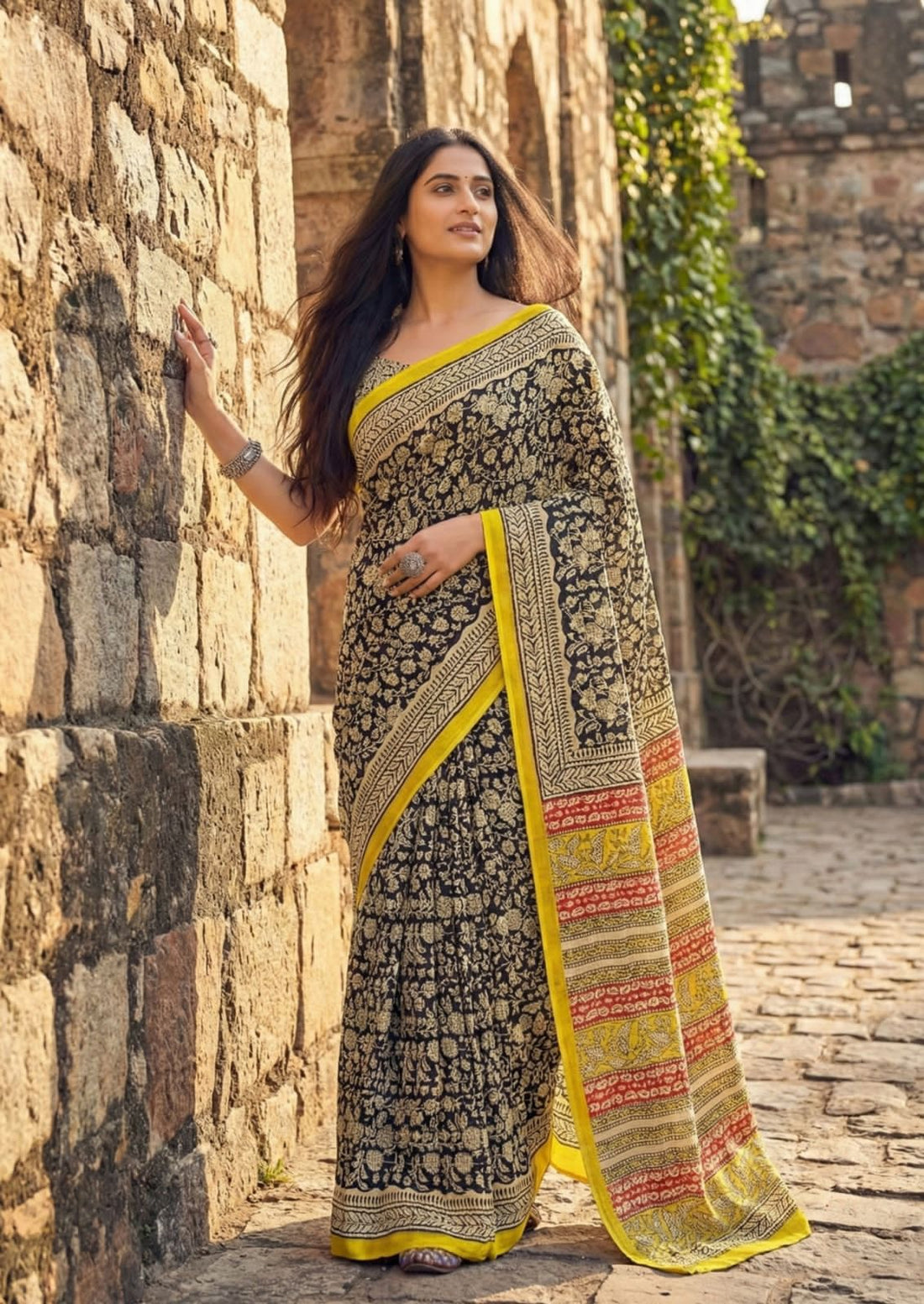 Black Pure Soft Mulmul Cotton Summer Special Cotton Saree 