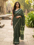 Green Pure Soft Mulmul Cotton Hand Block Print Cotton Saree 
