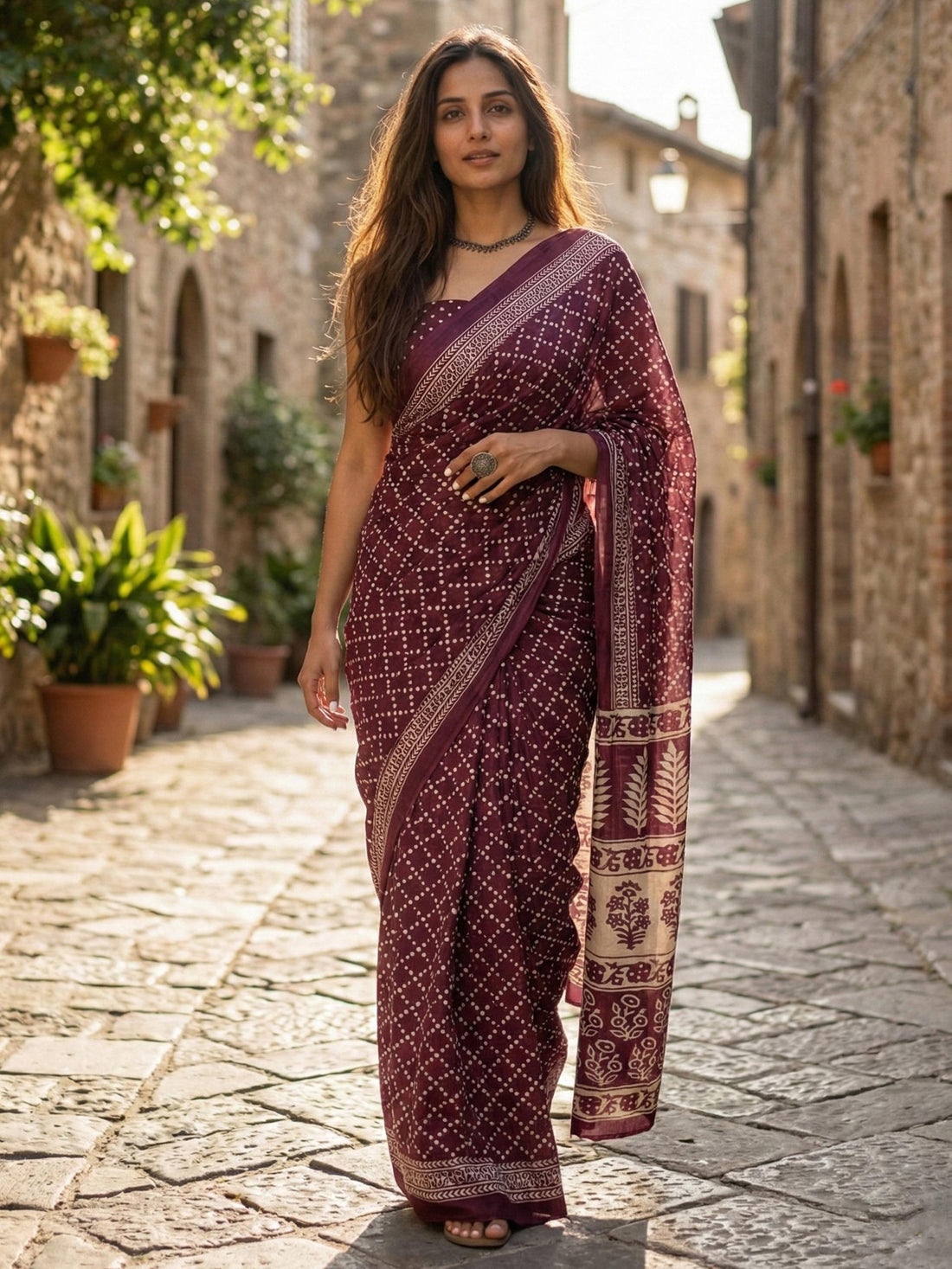 Red Pure Soft Mulmul Cotton Hand Block Print Cotton Saree 