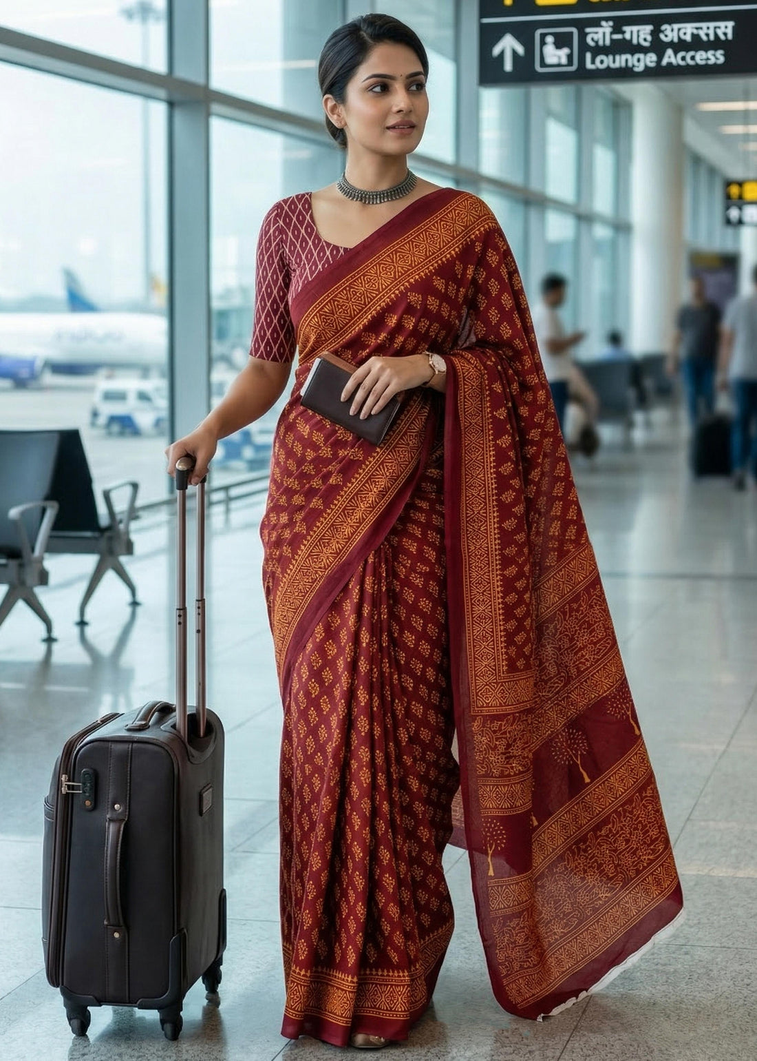 Red Pure Soft Mulmul Cotton Bagh Print Cotton Saree 