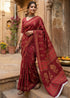 Red Pure Soft Mulmul Cotton Bagru Block Print Cotton Saree 
