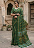 Green Pure Soft Mulmul Cotton Bagru Block Print Cotton Saree 