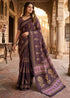 Wine Pure Soft Mulmul Cotton Bagru Block Print Cotton Saree 