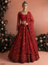 Red Pure Soft Heavy Net Sequins Embroidery Work Bridal Lehenga Choli 