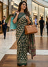 Green Pure Soft Mulmul Cotton Bagru Block Print Cotton Saree 