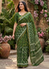 Green Pure Soft Maslin Cotton Bagru Block Print Cotton Saree 