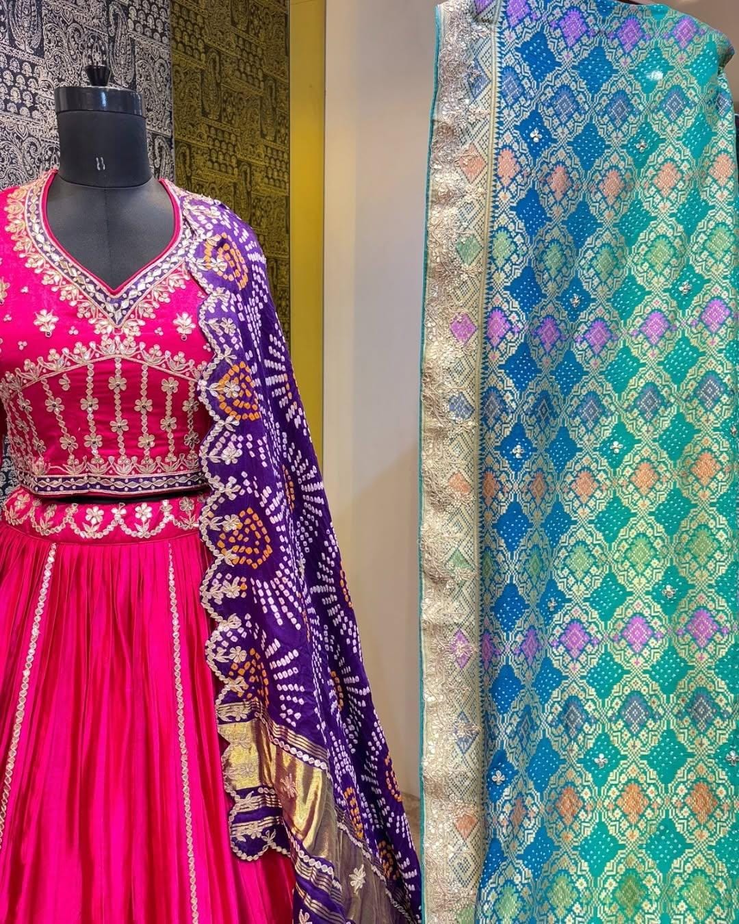 Pink Pure Georgette Gotta Patti Work Rajsthani Chaniya Choli 