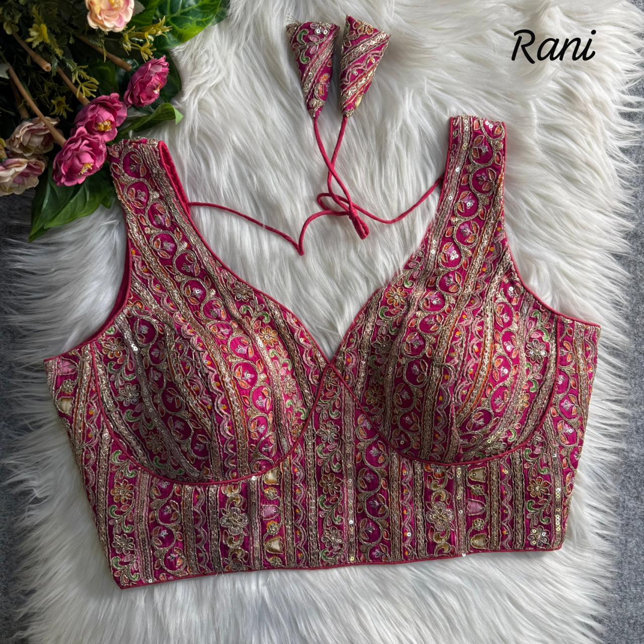 Readymade Pure Soft Crape Silk Heavy Position Work Blouse